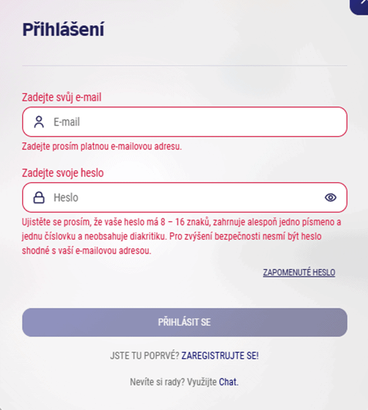 Přihlášení do účtu