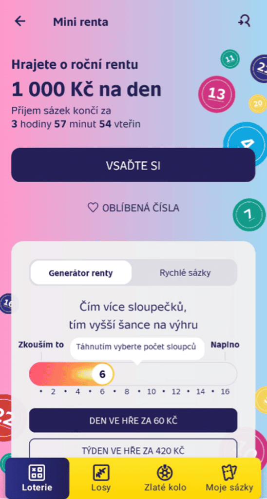 Mini Renta v mobilní aplikaci