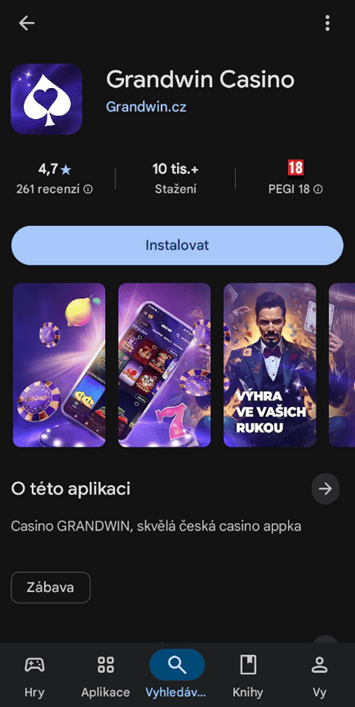 Stažení Grandwin aplikace