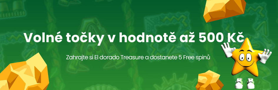 5 free spinů do El dorado Treasure v hodnotě až 500 Kč ve Star casinu