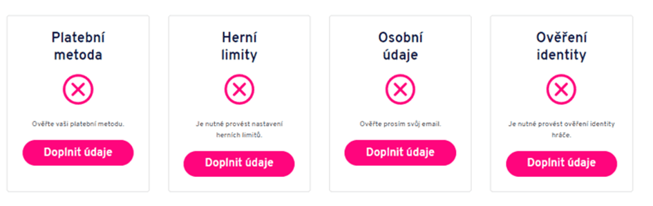Dokončení registrace v online casinu
