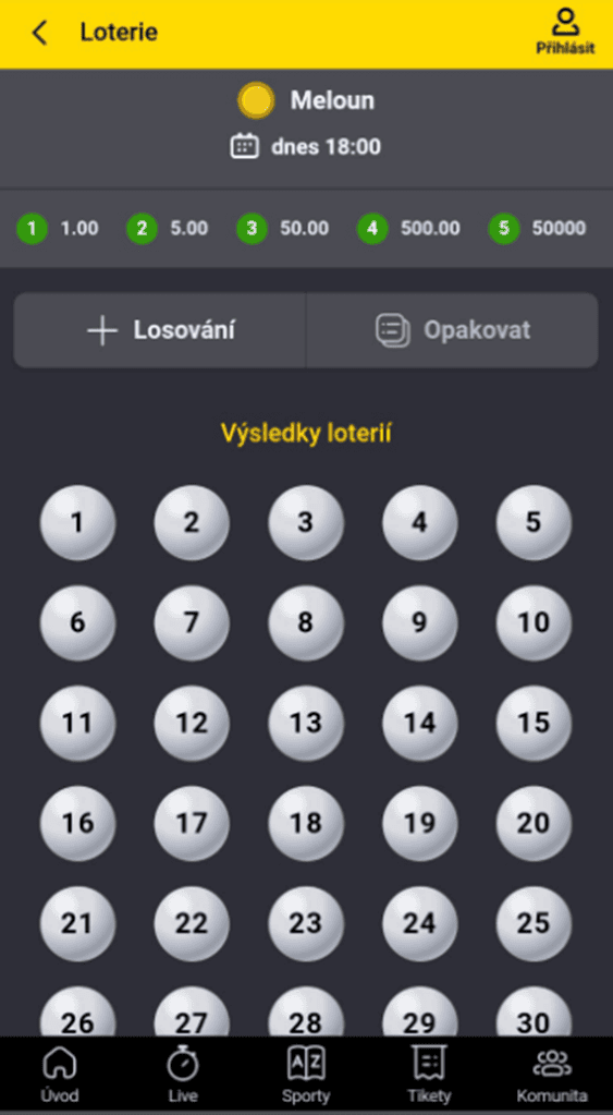 Loterie Meloun v mobilní aplikaci