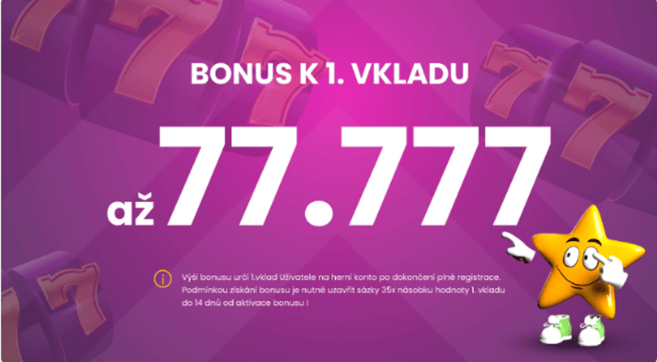 100 % vkladový bonus až 77 777 bodů