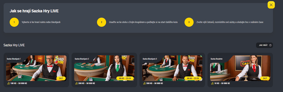 Sazka Live casino
