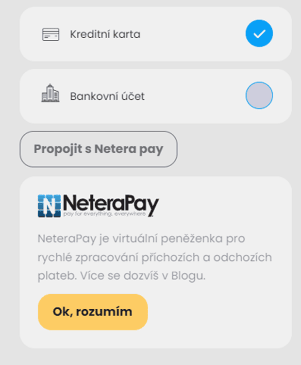 Vyberte si platební metodu