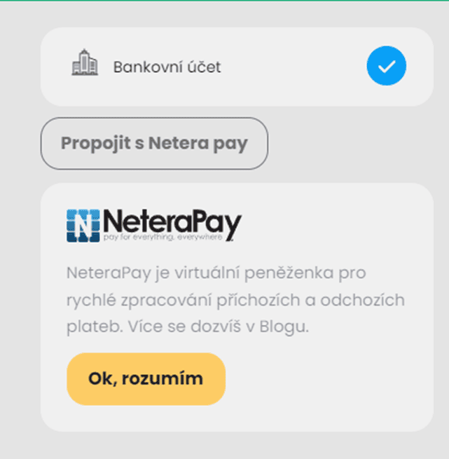 Zvolte si, zda chcete peníze vybrat