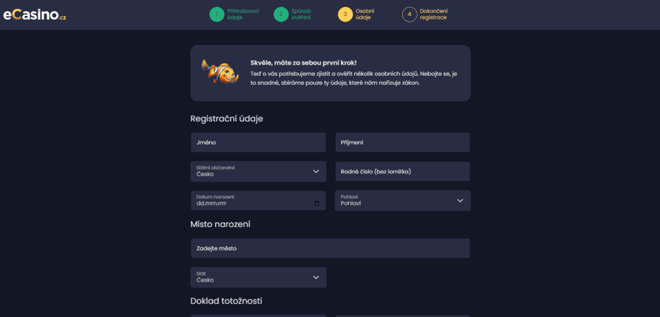 dokončete registraci