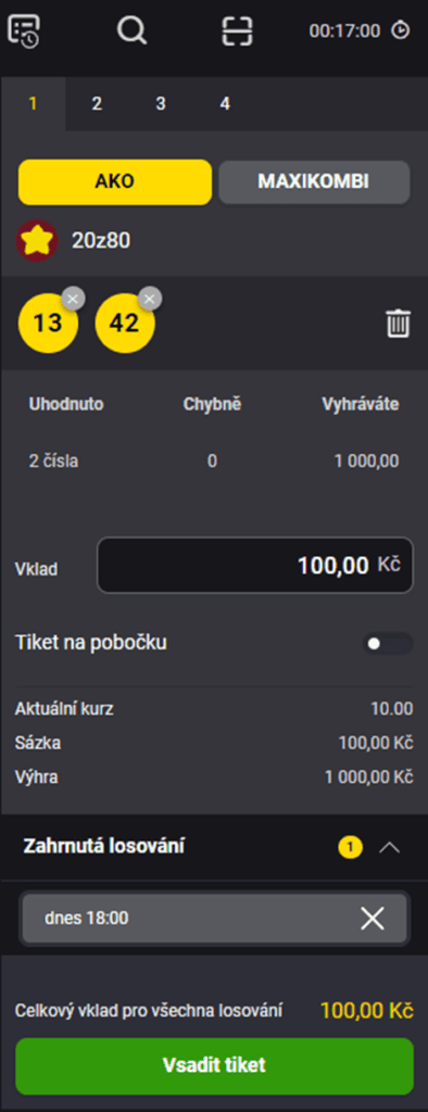 Zvolte výši vkladu