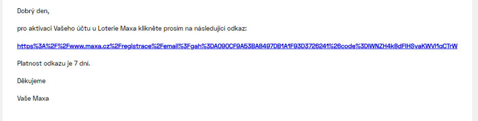 4. Přejděte do své e-mailové schránky, kde na vás bude čekat odkaz pro potvrzení mailu. Klikněte na něj.