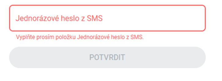 Zadejte SMS kod