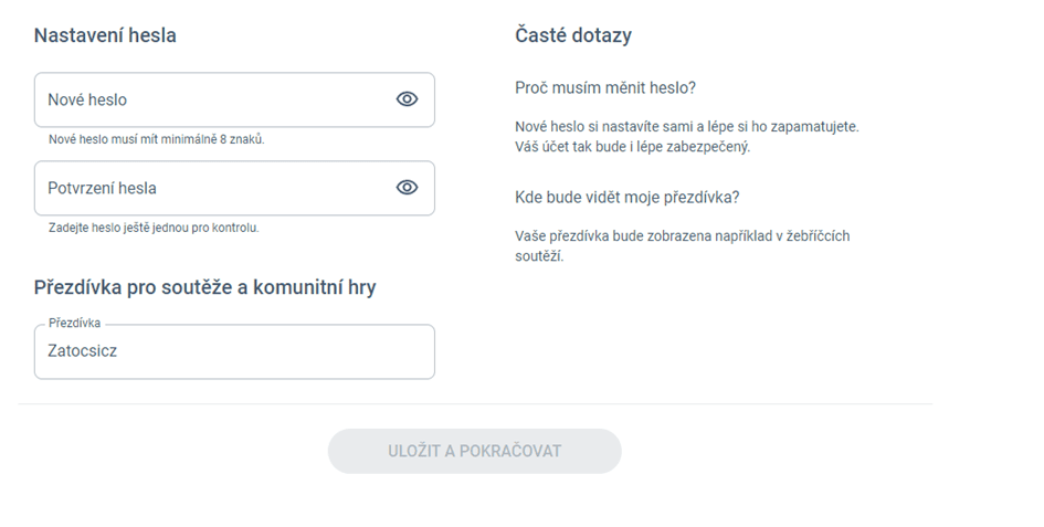 Nastavte si heslo