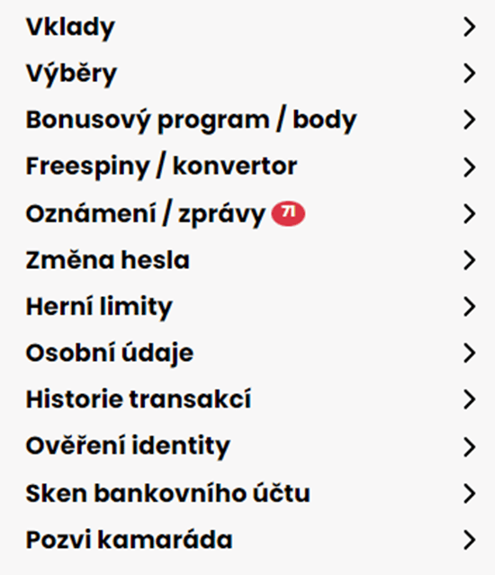 klikněte na výběry
