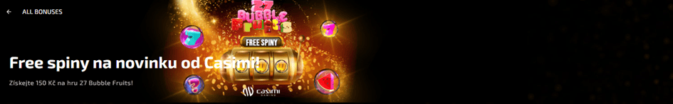 2× 150 Kč ve free spinech do 27 Bubble Fruits v Magic Planet casinu