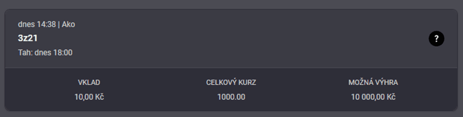 Zobrazení vsazeného tiketu