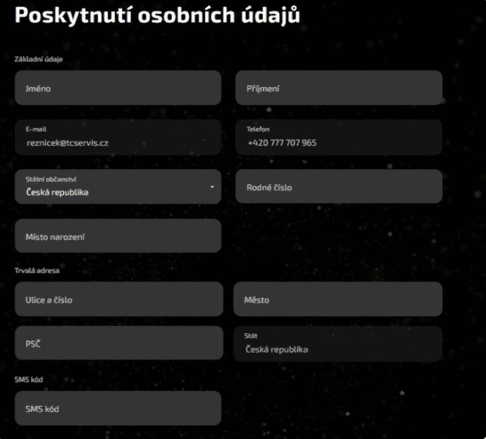 Vyplňte poslední krok registrace