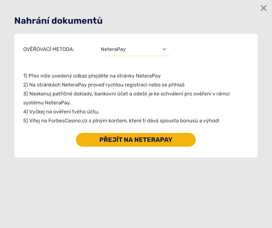 Ověřit účet můžete i prostřednictvím NeteraPay