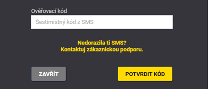 Ověřte účet pomocí SMS kódu