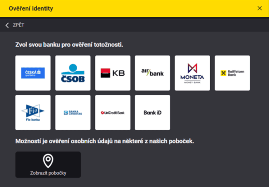 Online ověření skrze Bank ID