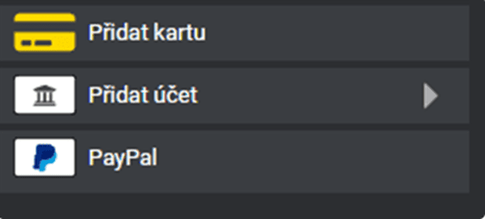 Provedení kontrolního vkladu z platební karty