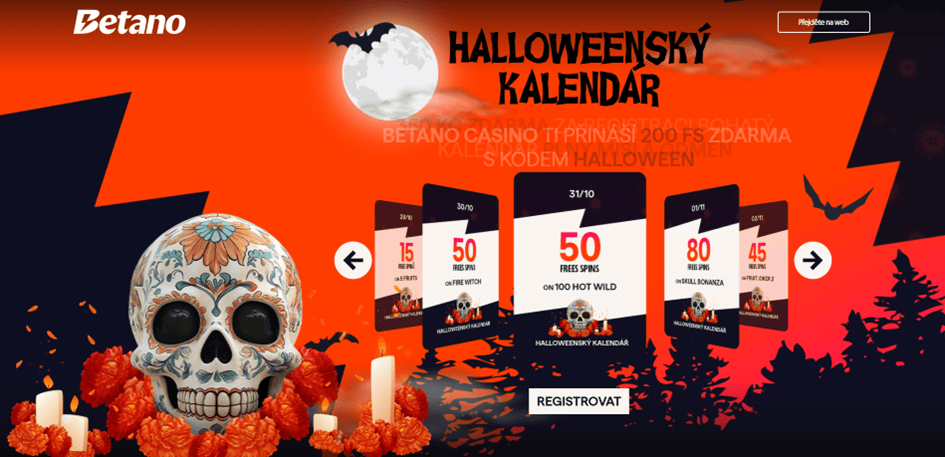 Halloweenský kalendář v Betano casinu s odměnou na každý den