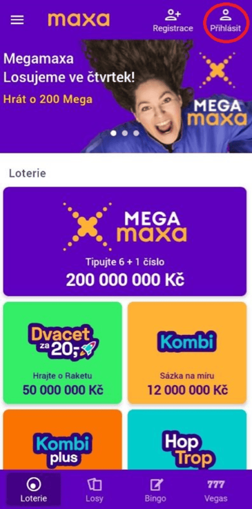 Přihlášení v aplikaci