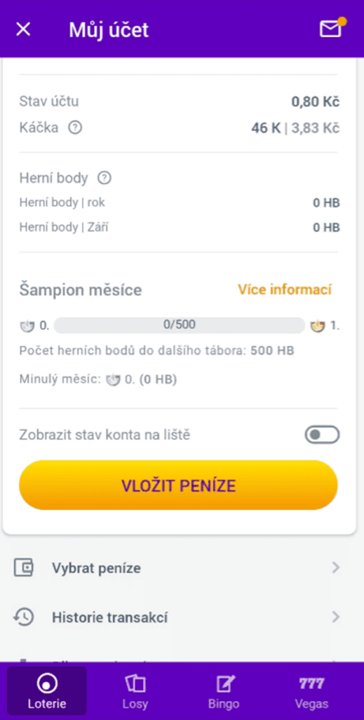 Správa účtu