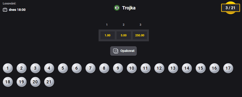 Vyberte požadovaná čísla