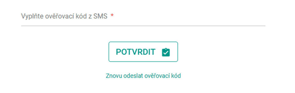 potvrďte SMS kód