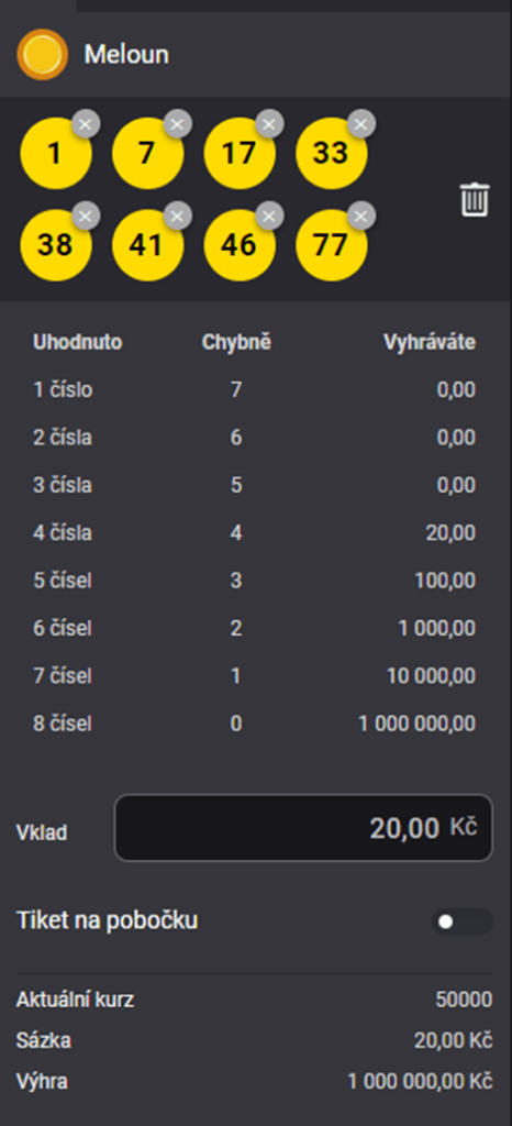 Proveďte kontrolu sázky