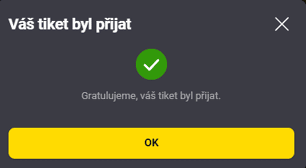 Hotovo, tiket máte vsazený