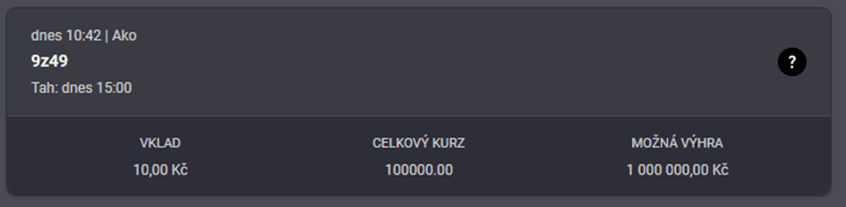 Zobrazení vsazeného tiketu