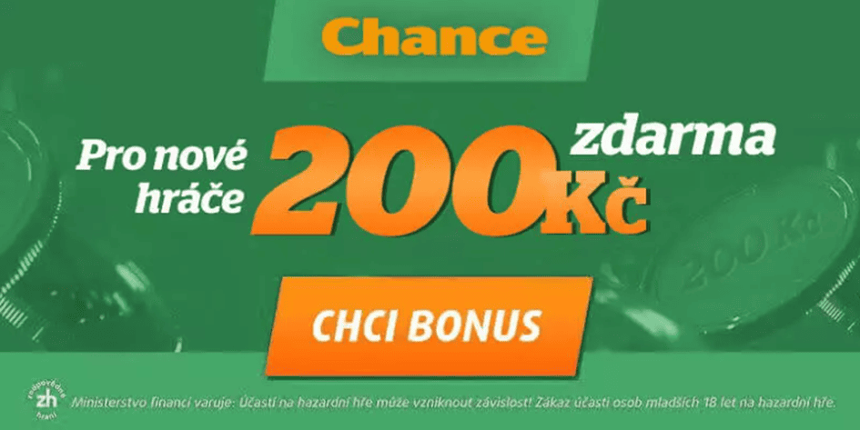 Chance casino – registrační bonus 200 Kč