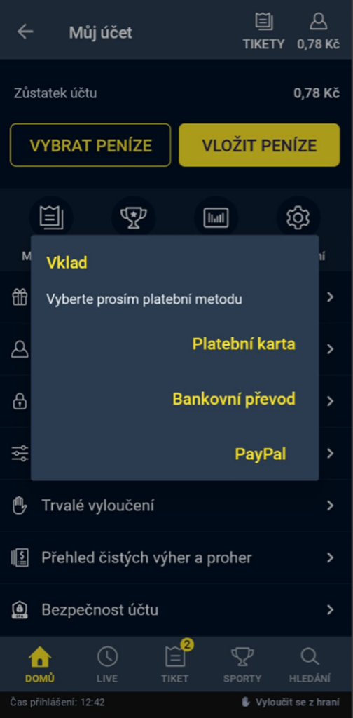 Vklady a výplaty
