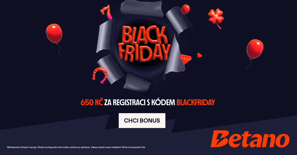 Black Friday na Betanu přináší 350 Kč + 60 free spinů navíc