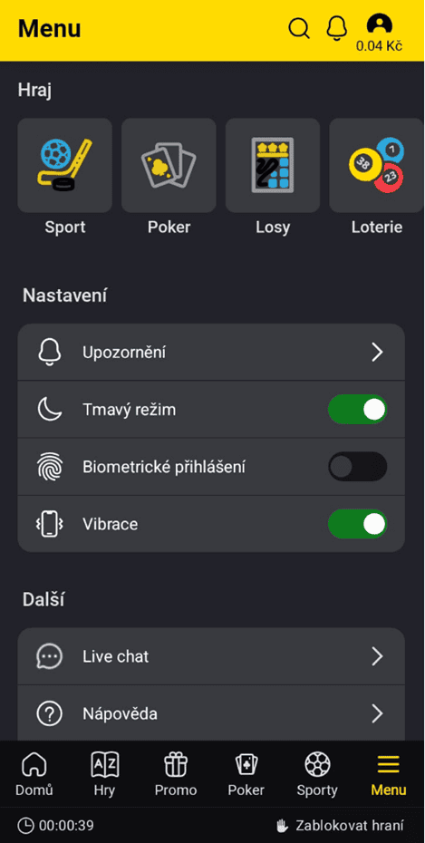 Možnosti nastavení účtu