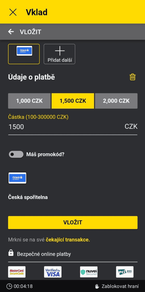 Vklady a výplaty
