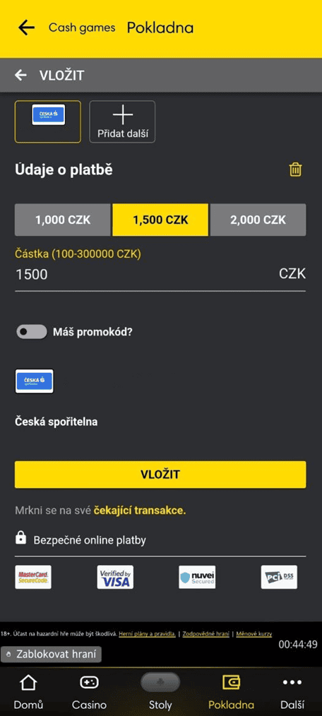 Vklady a výběry