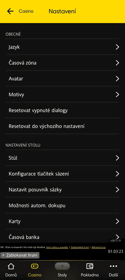 Nastavení aplikace