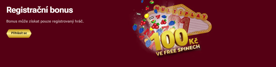 100 Kč ve free spinech za registraci
