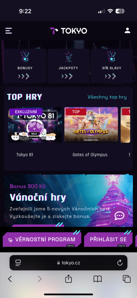 Tokyo Casino stránky na iOS