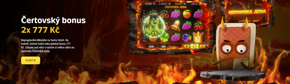 Čertovský bonus až 2× 777 Kč na Sazka Hrách