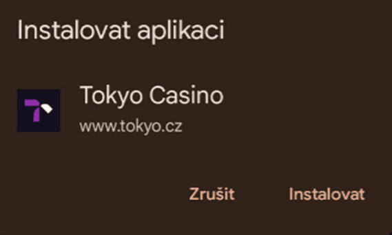 Přidání Tokyo casina na plochu na Android