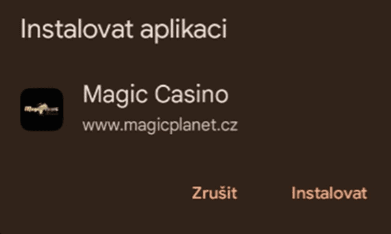 Přidat Magic Planet casino na plochu na Android