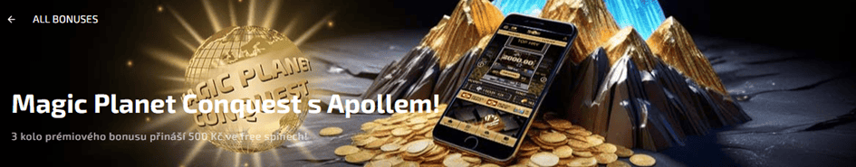 Free spiny za 500 Kč na Apollo Games hry + podíl ze 100 000 Kč na Magic Planet