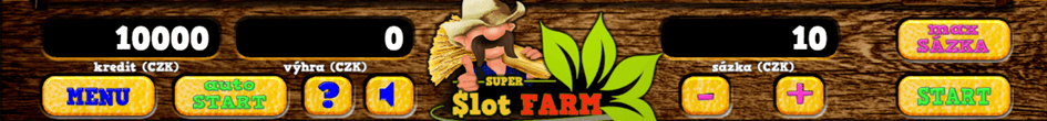 Panel ovládání hry Super Slot Farm