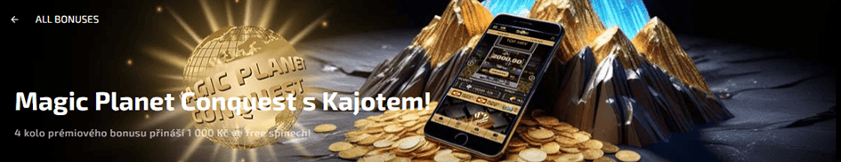 Bonus 1 000 Kč ve free spinech na Kajot hry v Magic Planet