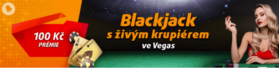 Blackjack prémie 100 Kč v Tipsport a Chance Vegas