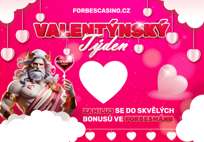 Valentýnský týden ve Forbes casinu přináší free spiny v hodnotě až 938 Kč