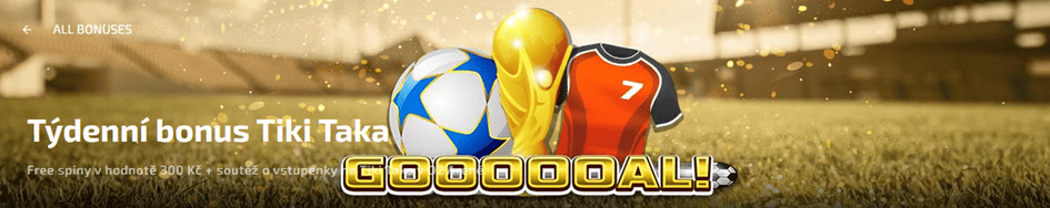 Tiki Taka bonus s 30 free spiny do hry Gooooal! v Magic Planet casinu