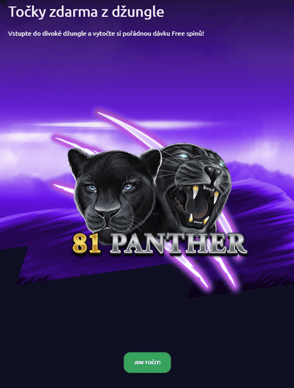 Vyzvedněte si 10 bonusových free spinů zdarma do 81 Panther na Betanu